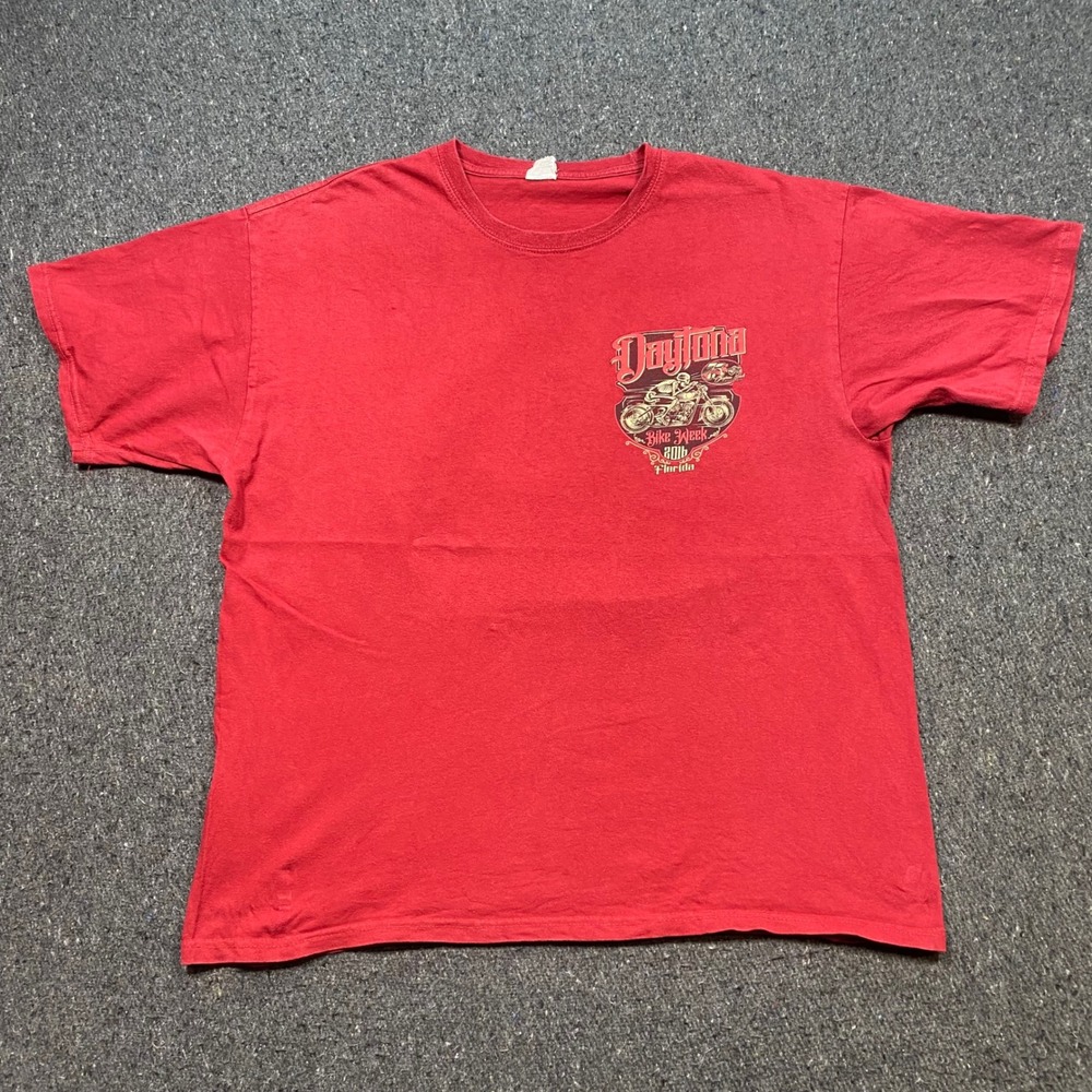 Keya Daytona Bike Week 2016 TShirt Sz‎ XL Mens Red Skater Skeleton Graphic Tee